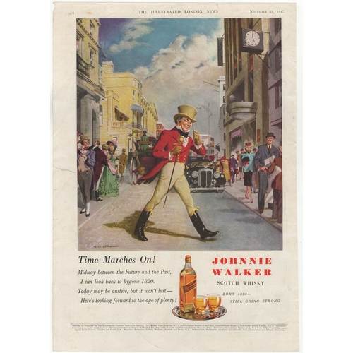 816 - Johnnie Walker Whisky 1947-full colour page advertisement -'Time Marches On'-by Clive Upton 10