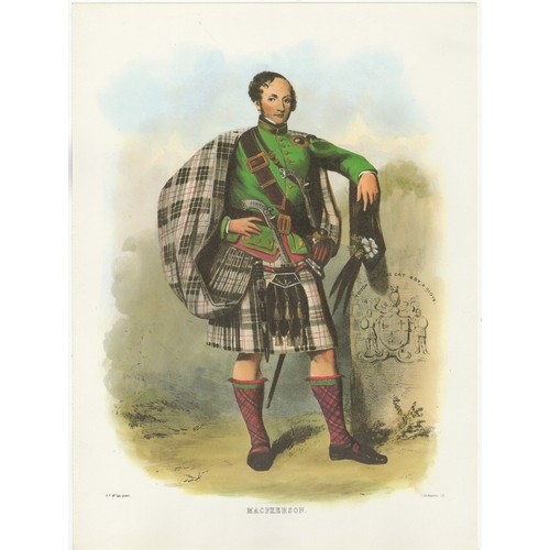 831 - Ackerman Vintage colour print-Clan Macpherson R.R Mc Ian-printer L.Dickinson Litho 11