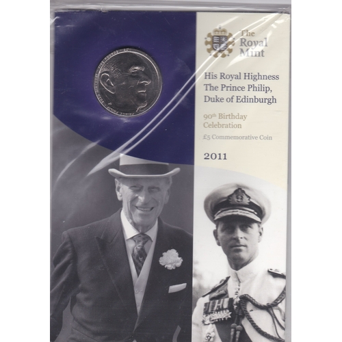 94 - Great Britain 2011 Duke of Edinburgh's 90th Birthday £5, BUNC in Royal Mint pack