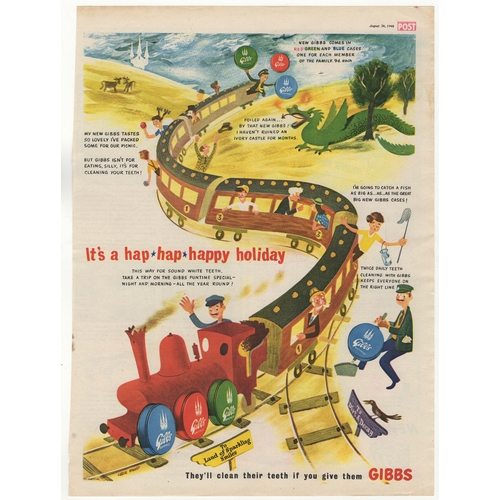 942 - Gibbs-Toothpaste 1948-full page colour advertisement -'Toy Train-To Land of Sparkling Smiles-10