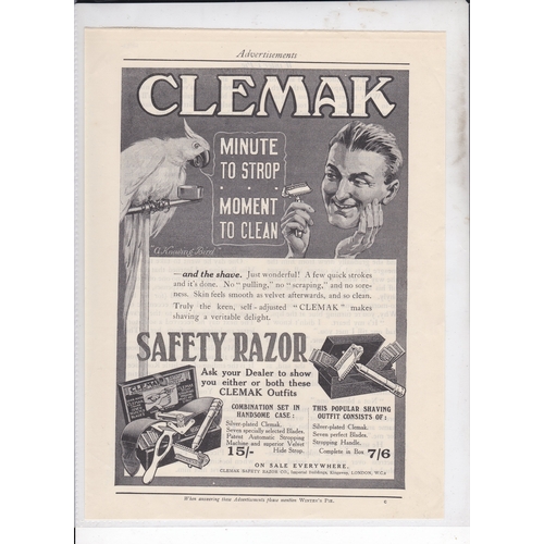 992 - Clemax Safety Razor 1914- full page black and white advertisement-Parott and Combination Set-8.1/2