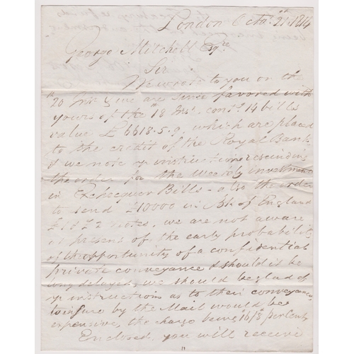 405 - Great Britain 1814 - Postal History EL dated Oct 21st 1814 London posted to Edinburgh-Manuscript 3/3... 