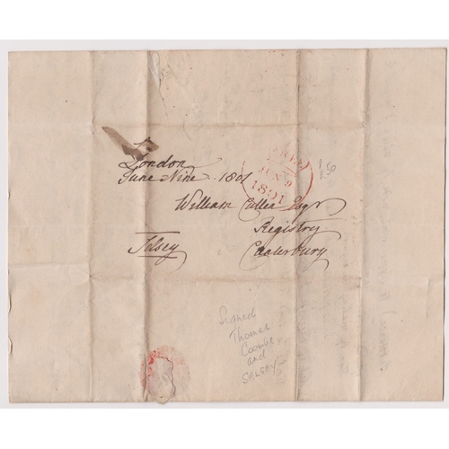 401 - Great Britain 1801 - Postal History EL dated June 9th 1801 London posted to Canterbury-single ring r... 