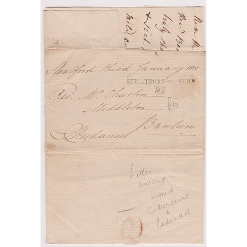 403 - Great Britain 1810 - Postal History wrapper and letter dated Jan 3rd 1810-Stratford posted to Middle... 