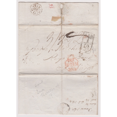 405 - Great Britain 1814 - Postal History EL dated Oct 21st 1814 London posted to Edinburgh-Manuscript 3/3... 