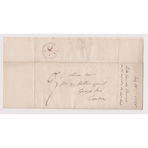 422 - Great Britain 1825-Postal History EL dated 28th Feb 1825 Walsall posted to London-manuscript 9-2 rin... 