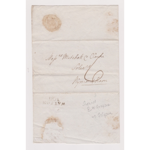 427 - Great Britain 1825-Postal History-EL dated 13th Aug 1825 Watton posted to Wymondham Manuscript 6-2 l... 