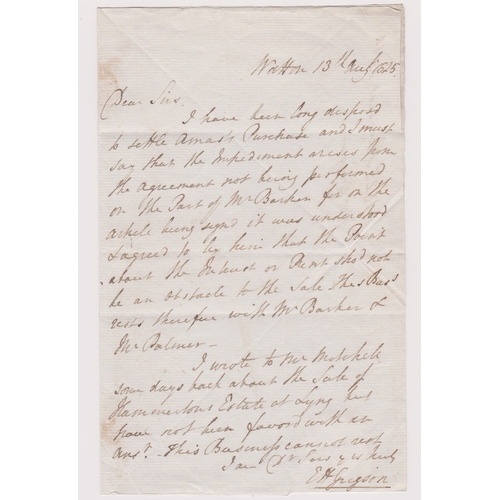 427 - Great Britain 1825-Postal History-EL dated 13th Aug 1825 Watton posted to Wymondham Manuscript 6-2 l... 