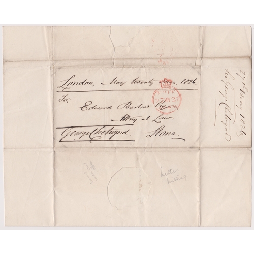 431 - Great Britain 1826-Postal History-EL dated May 27th 1826 Westminster posted to Stone-red crown Free/... 