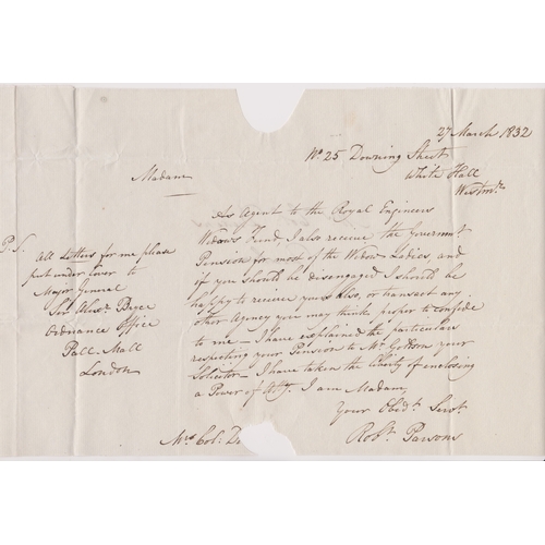 451 - Great Britain 1832-Postal History-Wrapper and letter dated 27th March 1832-25 Downing Street Whiteha... 