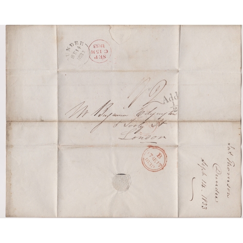 454 - Great Britain 1833-Postal History EL dated 124th Sept 1833 Dundee posted to London-manuscript 2 and ... 