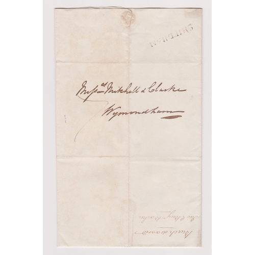 458 - Great Britain 1834-Postal History-EL dated 13th Feb 1834-Shipdham posted to Wymondham-manuscript 7-b... 