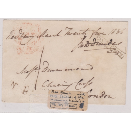 461 - Great Britain 1836-Postal History-wrapper piece dated 25th March 1836 Newbury posted to London red F... 