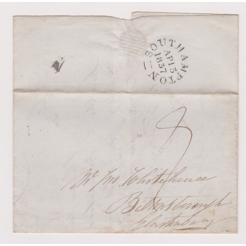 468 - Great Britain 1837-Postal History-EL dated 13th April 1837 Southampton posted to Glastonbury cancell... 