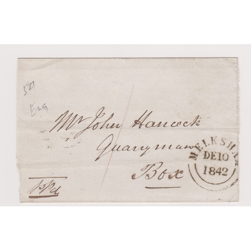 480 - Great Britain 1842-Postal History-Wrapper posted to Mr John Hancock quarryman BOC-manuscript Pd-Mell... 