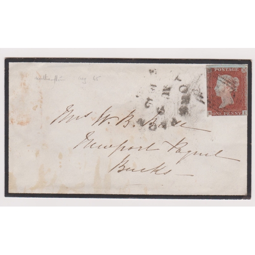 490 - Great Britain 1845-envelope posted to Newport Pagnal SG8 cancelled with town strike-Au9 1845 Newport... 