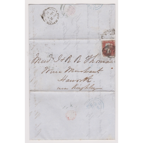 497 - Great Britain 1841-1d red on entire SG8-2x margin example on entire Liverpool/Keithley