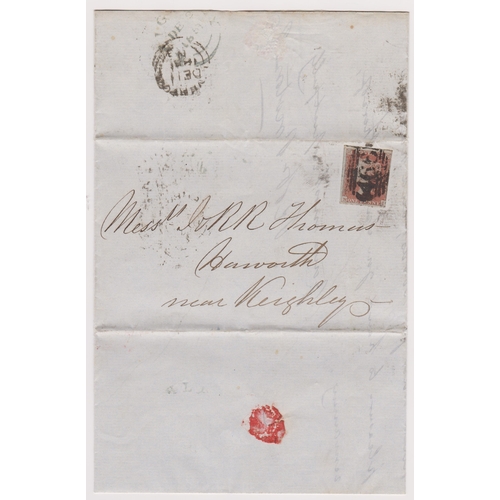 498 - Great Britain 1841-1d red on entire SG8-3+ margins on entire Liverpool/Keithley