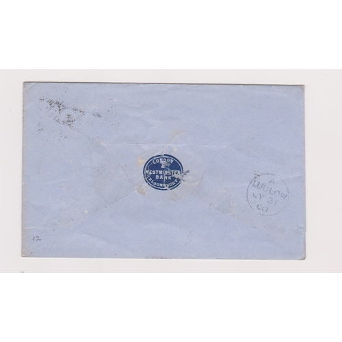 512 - Great Britain 1860-Pre paid Bank envelope posted to Ludlow with pre printed admin instructions insid... 