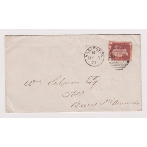 517 - Great Britain 1872-envelope posted to Bury St Edmunds cancelled 5.5.71 with a Harleston duplex cance... 