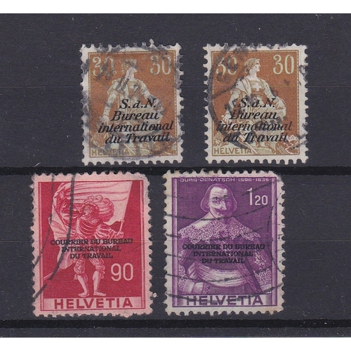 889 - Switzerland 1923 International Labour office opts SG LB13 fine used 30c x2 Cat £100 each and Switzer... 