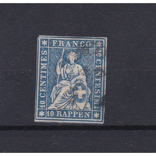 898 - Switzerland 1859 'Green silk thread' SG 48 fine used 10r, Michel 14