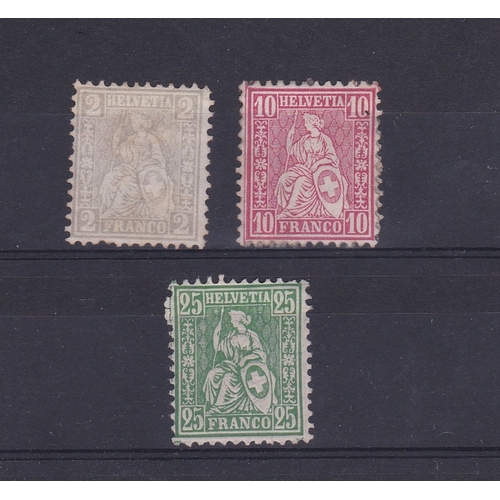 900 - Switzerland 1862 SG 52, 62, 64 m/m. Cat £200+