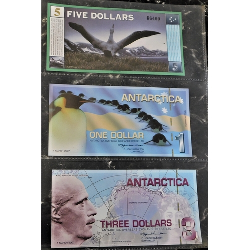 658 - Antarctica (overseas exchange office) six exchangeable notes-1 dollar to 5 dollars-Penguins etc AUNC