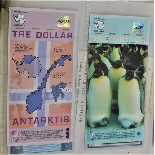 658 - Antarctica (overseas exchange office) six exchangeable notes-1 dollar to 5 dollars-Penguins etc AUNC