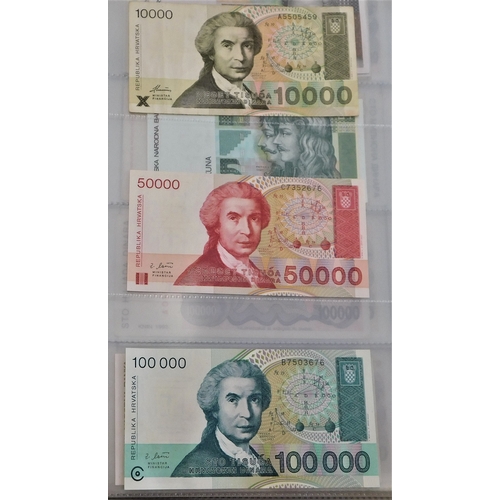 699g - Croatia 1991-1994- range of (32 notes) mostly AUNC, also few earlier, there in unused condition (24)