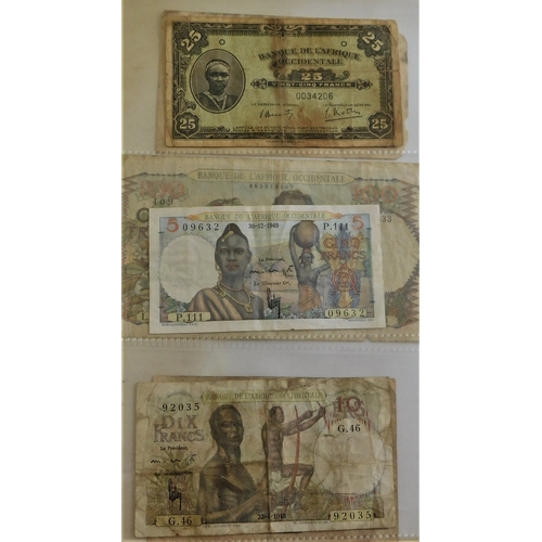 707 - French West Africa 1934-(P21)-1956 (P45) A range of nice notes-very mixed condition some scarce (9)