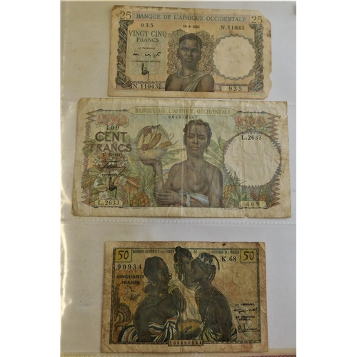 707 - French West Africa 1934-(P21)-1956 (P45) A range of nice notes-very mixed condition some scarce (9)