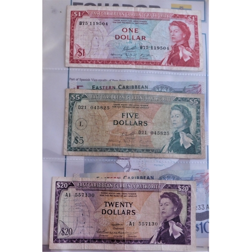 712 - East Caribbean States 1954-1984-Batch of (8) with P7 and P8 VG-1985 - 1$-5$ + 20$ NF-1985-1993 5 Dol... 