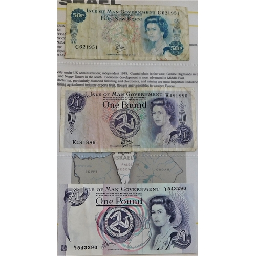 742 - Isle of Man-Small range with 1961-1 of (VG) and £1 (VG) another (P29) 50p (P33 £1 (P34) £1 (P40) BUN... 