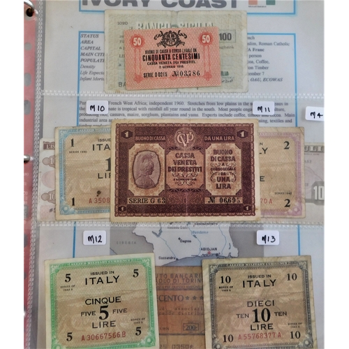 744 - Italy-Small collection with earlier notes in poor condition-later better, also range of Military not... 