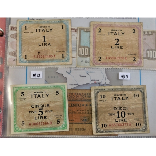 744 - Italy-Small collection with earlier notes in poor condition-later better, also range of Military not... 