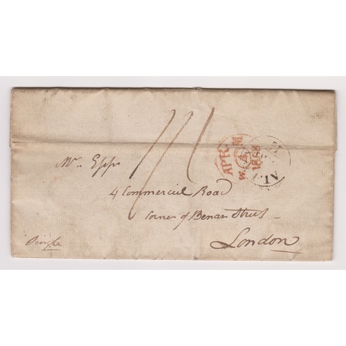 58 - Great Britian 1808 Postal History - E.L. Dated 2 April 1808-posted to London- manuscript 1/1-partial... 