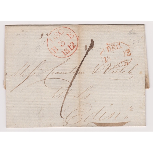 60 - Great Britain 1812-Postal History-Part E.L. Dated 3rd Dec 1812 Leith posted to Edinburgh, manuscript... 