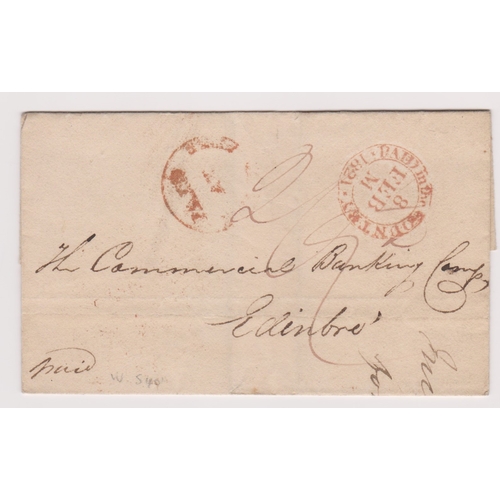 77 - Great Britain 1821 Postal History - Wrapper dated 3 Feb 1821 Manchester posted to Edinburgh-Red Manc... 