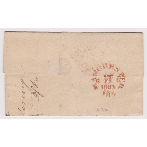 77 - Great Britain 1821 Postal History - Wrapper dated 3 Feb 1821 Manchester posted to Edinburgh-Red Manc... 