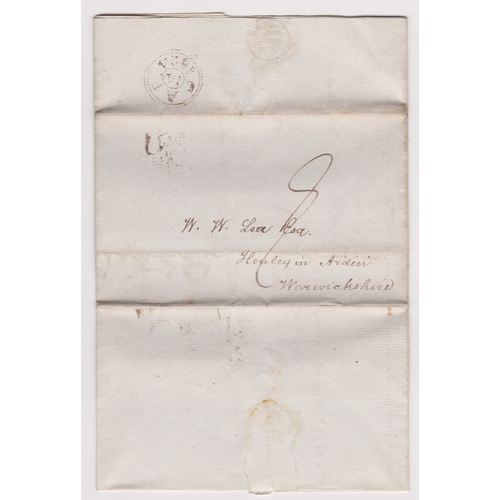 80 - Great Britian 1824 Postal History - E.L. Dated April 14th 1824 Grays Inn posted to Henley in Arden, ... 