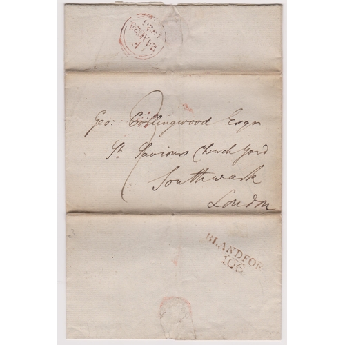 81 - Great Britain 1826 Postal History - E.L. Dated 26 Aug 1826 Blandford posted to London-manuscript 9-2... 