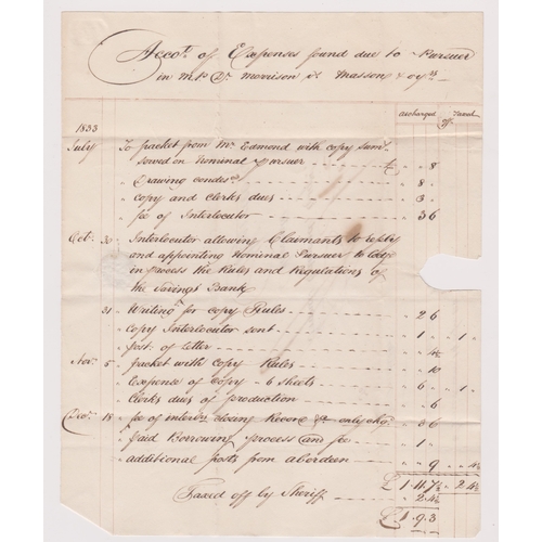 97 - Great Britain 1835-Postal History-E.L. Expense account, dated 14 April 1835 Stonehaven posted to Abe... 