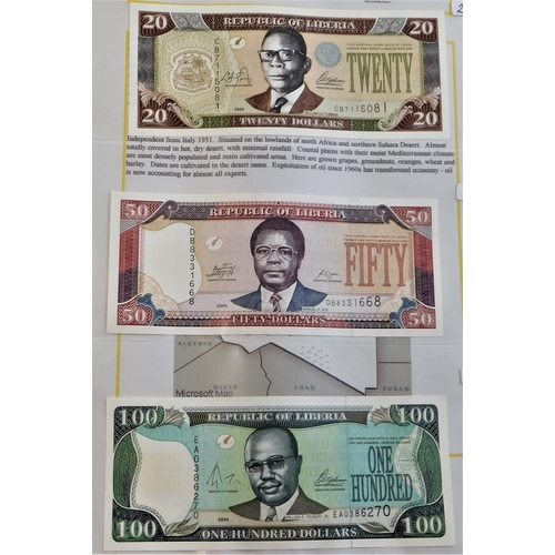 766 - Liberia 1999-5 dollars to 100 dollars P21-P22 and P25-30, AUNC