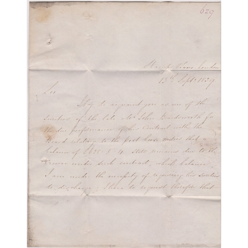 105 - Great Britain 1839 Postal History - E.L. Dated 13th Sept 1839 London posted to Birmingham-manuscript... 