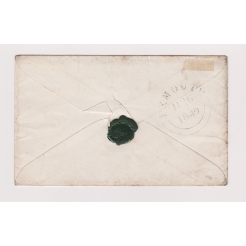 107 - Great Britain 1840 Postal History - Envelope posted to London, black Exmouth/JU16/1840 cancel-Red B/... 