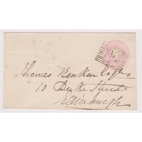 122 - Great Britain 1845-Prepaid Michel U3Bb envelope posted to Edinburgh 1d pink postal rate cancelled wi... 