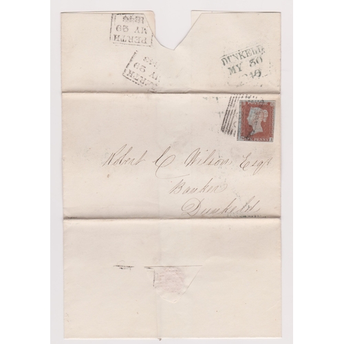 124 - Great Britain 1846-Postal History-Wrapper posted to Dunkeld SG8 1d red cancelled with Perth town can... 