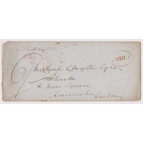 126 - Great Britain 1846 - Scruffy front envelope posted to Lincolns Inn London-manuscript 6/-1 red oval I... 