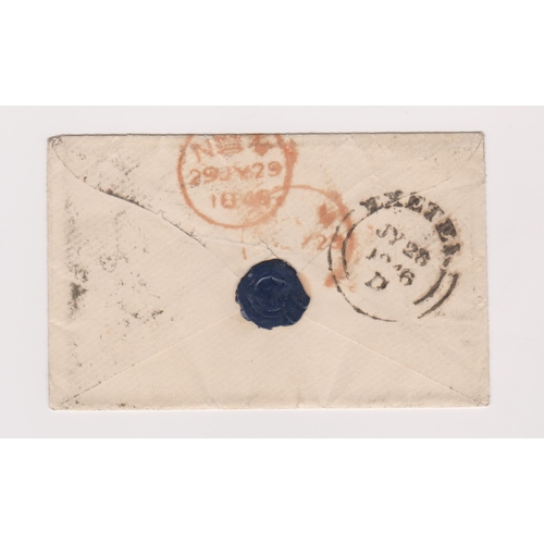 127 - Great Britain 1846 - Envelope posted to London SG8 1d red cancelled with town numeral cancel Exter/J... 